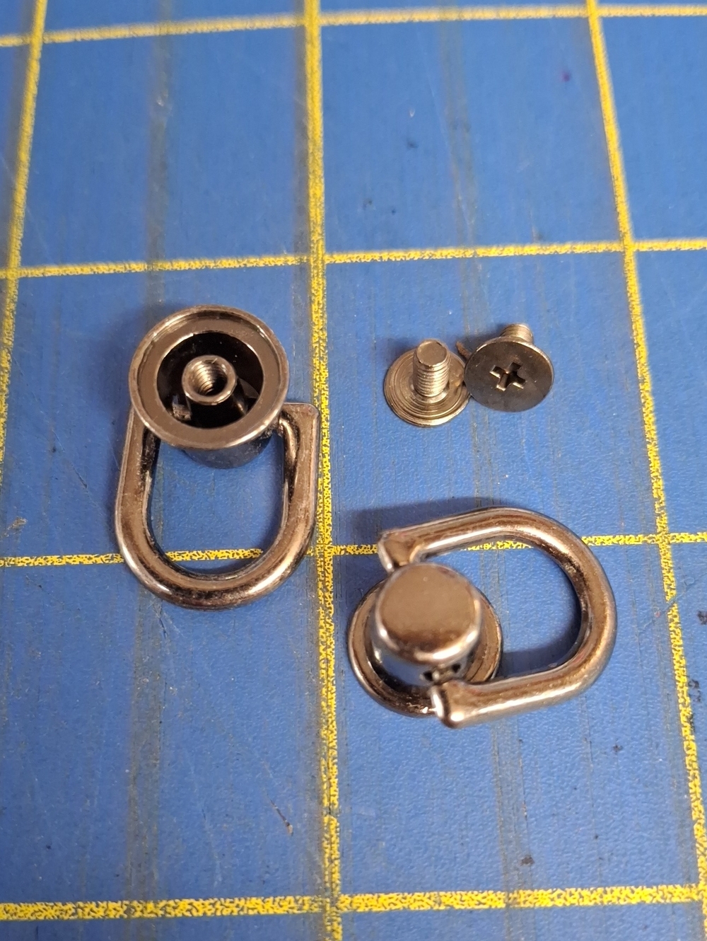 D-ring pull-loop screw-back rivets & ball studs used for handbag purse strap New